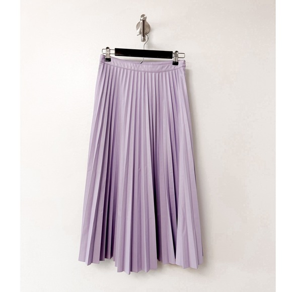 Lucy Paris Dresses & Skirts - Lucy Paris Purple Pleated Vegan Leather Midi Skirt Small Accordion High Rise